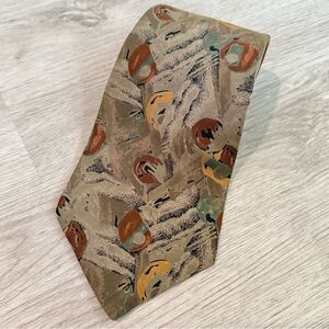 Hunting Horn J. Riggings Vintage Silk Brown Print Neck Tie